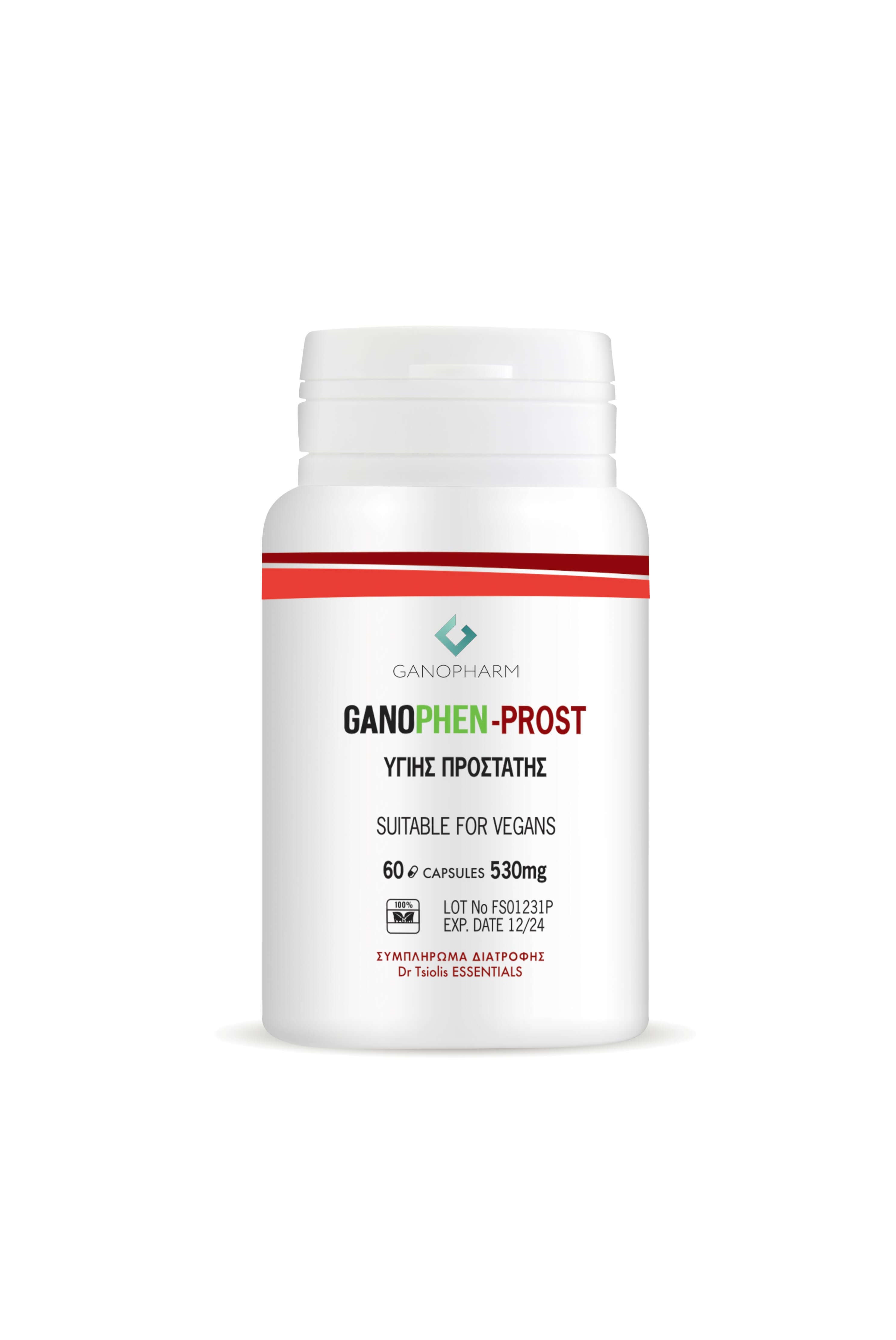 Ganophen Prost | A scientifically-backed formula combines Saw Palmetto, Pumpkin Seed Oil, Nettle, and Lycopene to support a healthy prostate.
