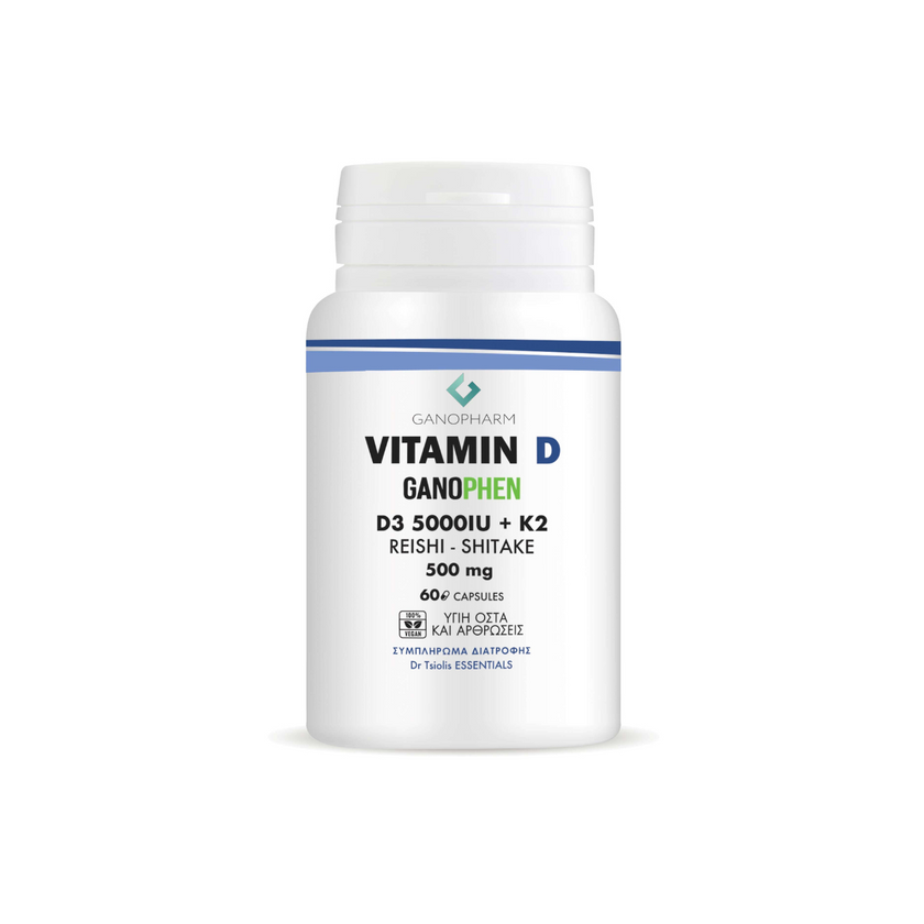 Βιταμίνη D | 5000 ΙU Βιταμίνη D3, Κ2, Reishi & Shitake | Ένα βασικό συμπλήρωμα διατροφής για την υγεία των οστών και των δοντιών και την υποστήριξη του ανοσοποιητικού συστήματος.